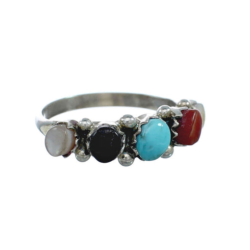 Native American Sterling Silver Zuni Multicolor Ring Size 5 X10621
